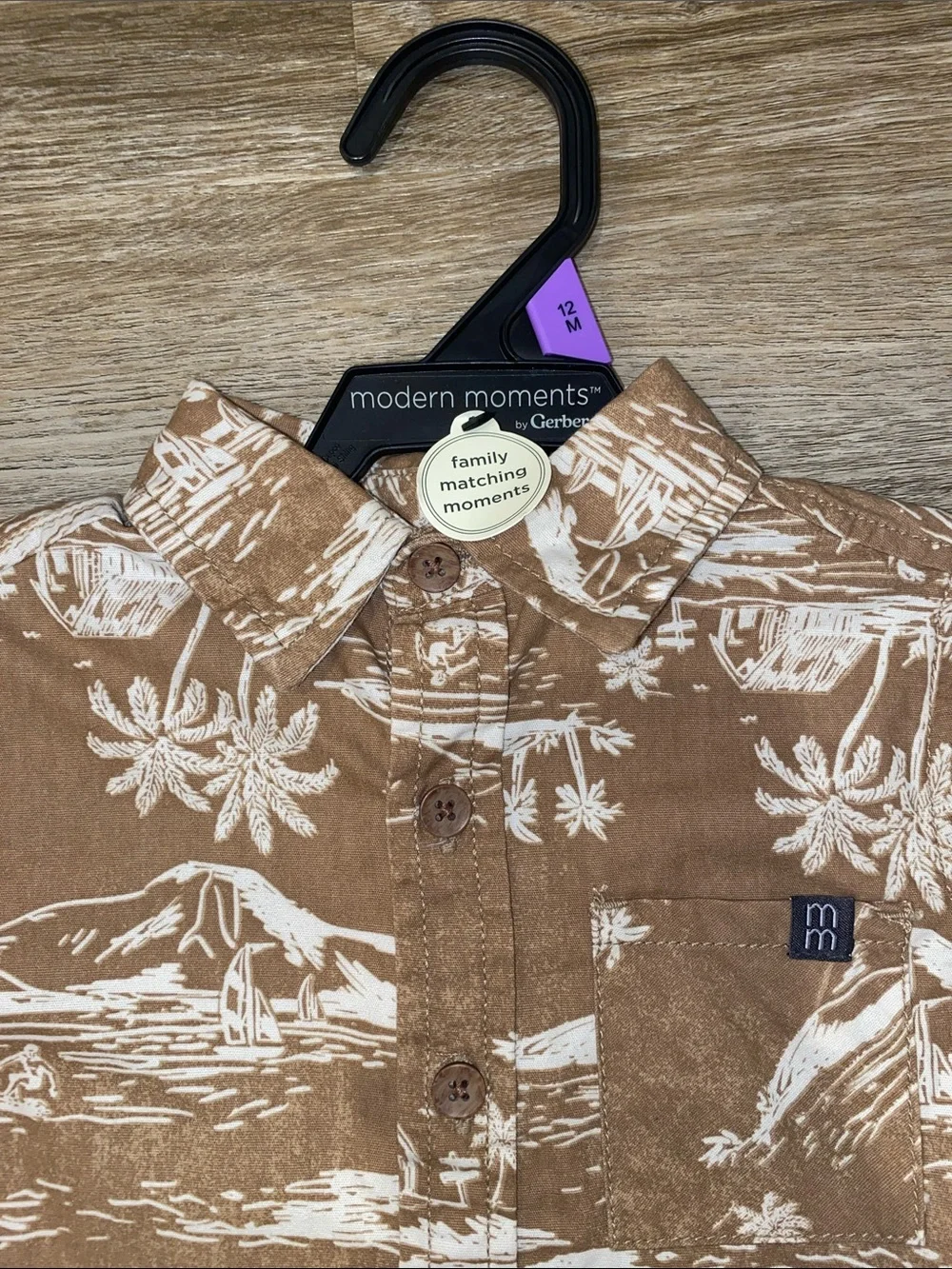 Kids' Brown Tropical Button-Down Shirt & Shorts Set - Moments